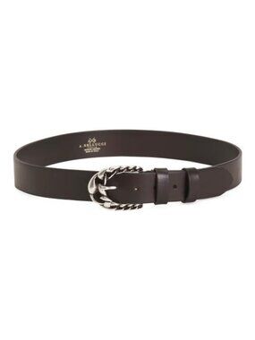 ASIA BELLUCCI Made In Italy Leather Braid Buckle Double Leaf Keeper Belt